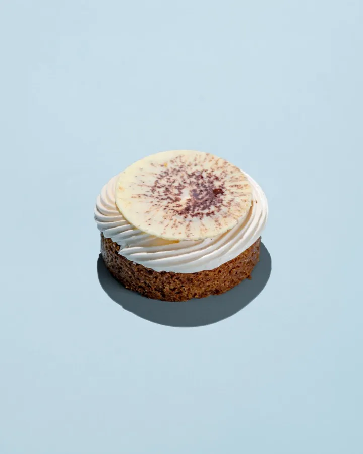 Walk of Shame cookie: brown butter cookie base, brown butter cream cheese frosting, biscoff spread, tuile